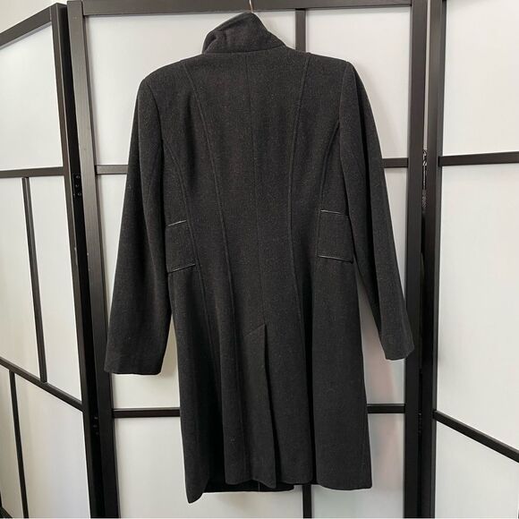 [4] Vintage Dark Grey Wool & Cashmere Pea Coat with Brown Buttons - Picture 5 of 12